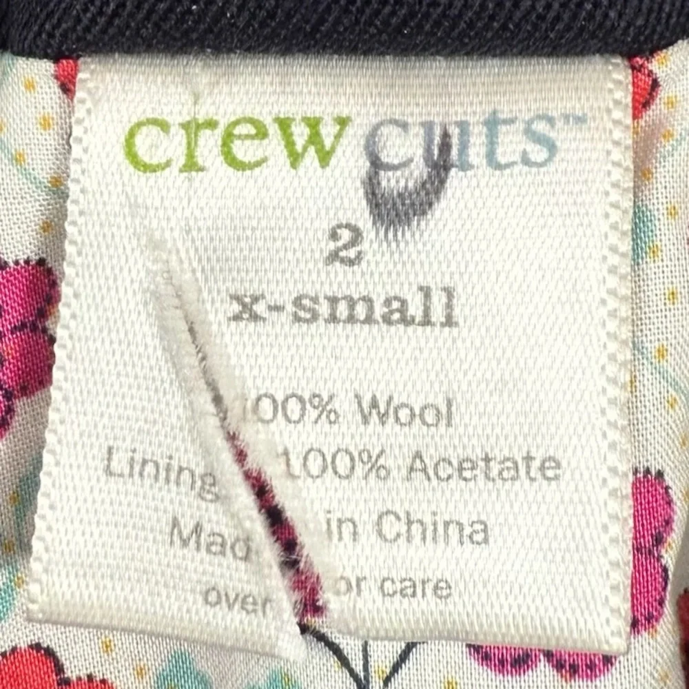 CREWCUTS Toddler Girls'‎ Black Wool Gold Lapel 2-Button Floral Lined Blazer 2